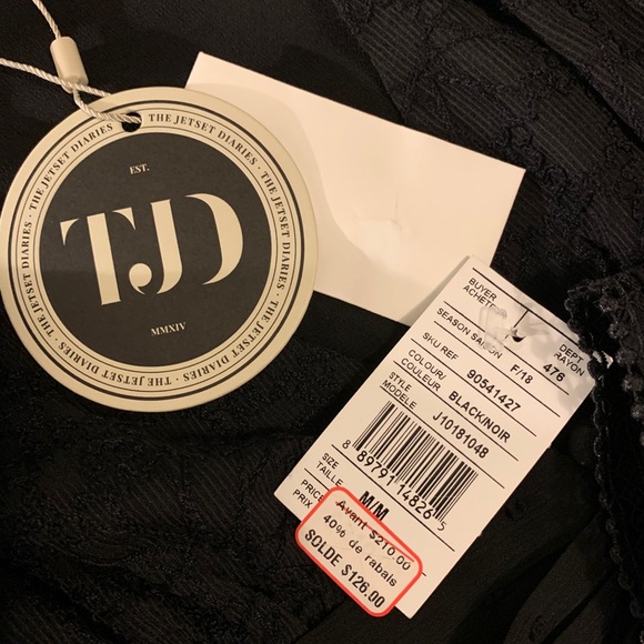 Black, polyester embroidered shear blouse. - Picture 3 of 5